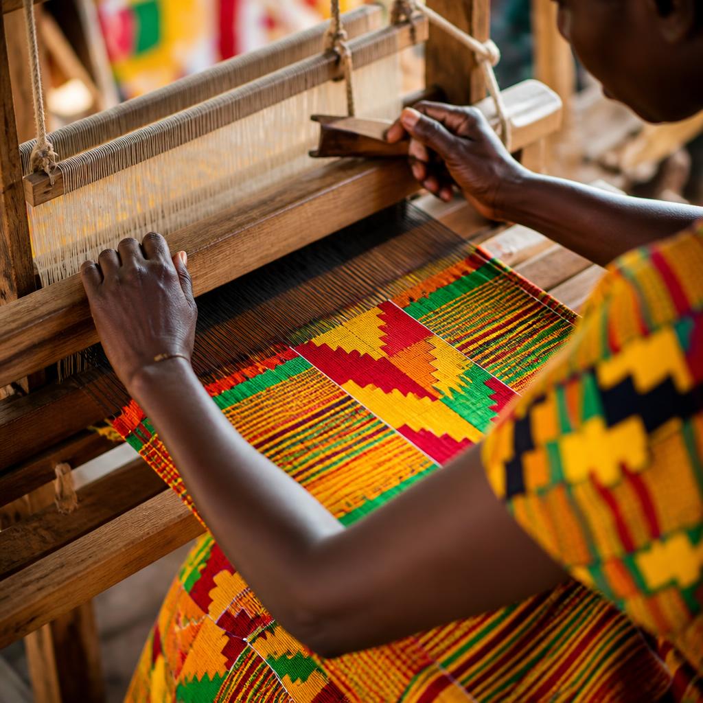 Ghanaian artisan weaving kente